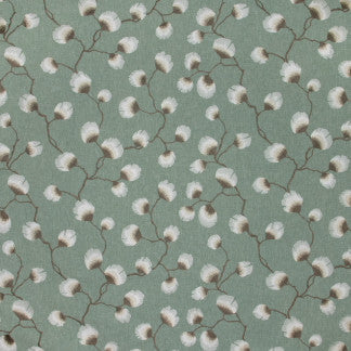 Petal Leaf Dusty Miller by Carole Designer Fabric Emerald Ocean 50% Polyester, 50% Cotton India 15 3/8" V, 25 1/4" H 51" - Swanky Fabrics -