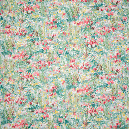 Sooner Than Later Turquoise by Carole Designer Fabric Misty Glen 55% Linen, 45% Viscose UK 25 1/8" V, 27" H HD 55"" - Swanky Fabrics -