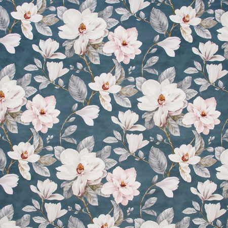 Magnolia Garden Powder Blue by Carole Fabric Blue Forest 100% Cotton Spain Passes 15,000 Double Rubs Wyzenbeek </p><p>Repeat: 25" V, 27" H 54" - Fabric Carolina -