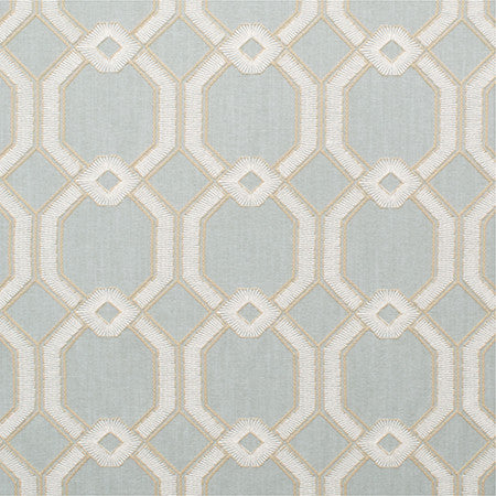 Graceful Gate Powder Blue by Carole Fabric Seamist,Bluebell 100% Polyester India  6 1/2" V, 6 3/4" H 53.5"  - Fabric Carolina -