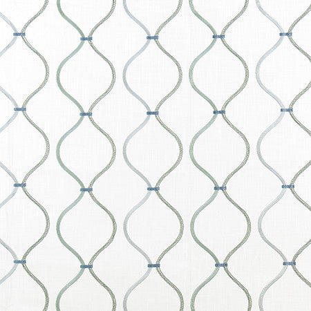 Stroke Of Genius Spa by Carole Fabric Well Suited Base: 75% Cotton, 25% Polyester Embr: 100% Polyester 20,000 Wyzenbeek Double Rubs 6 1/2" V, 10 3/4" H 53.75*" - Fabric Carolina -