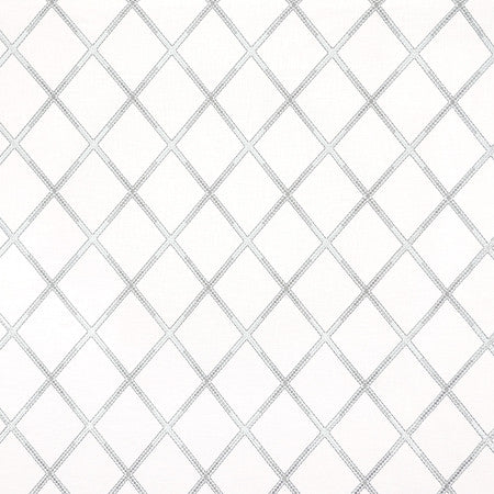 Diamond Array Silver by Carole Fabric Neutral Ground Base: 100% Cotton Embr: 100% Rayon India  7 3/4" V, 6 1/4" H 51""  - Fabric Carolina -