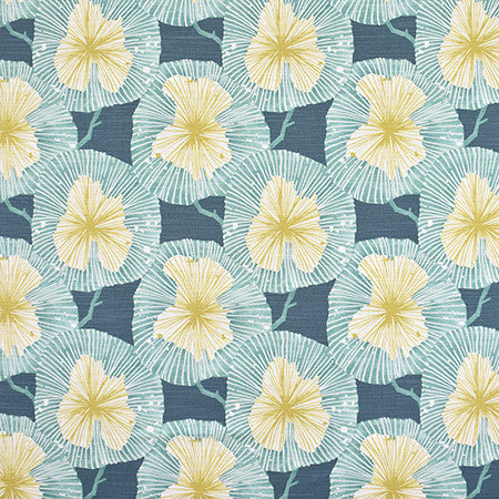 Behind The Leaves Indigo by Carole Fabric Jade 100% Cotton-SSR Pakistan 12,000 Wyzenbeek Double Rubs 12 5/8" V, 13 1/2" H 54"  - Fabric Carolina -