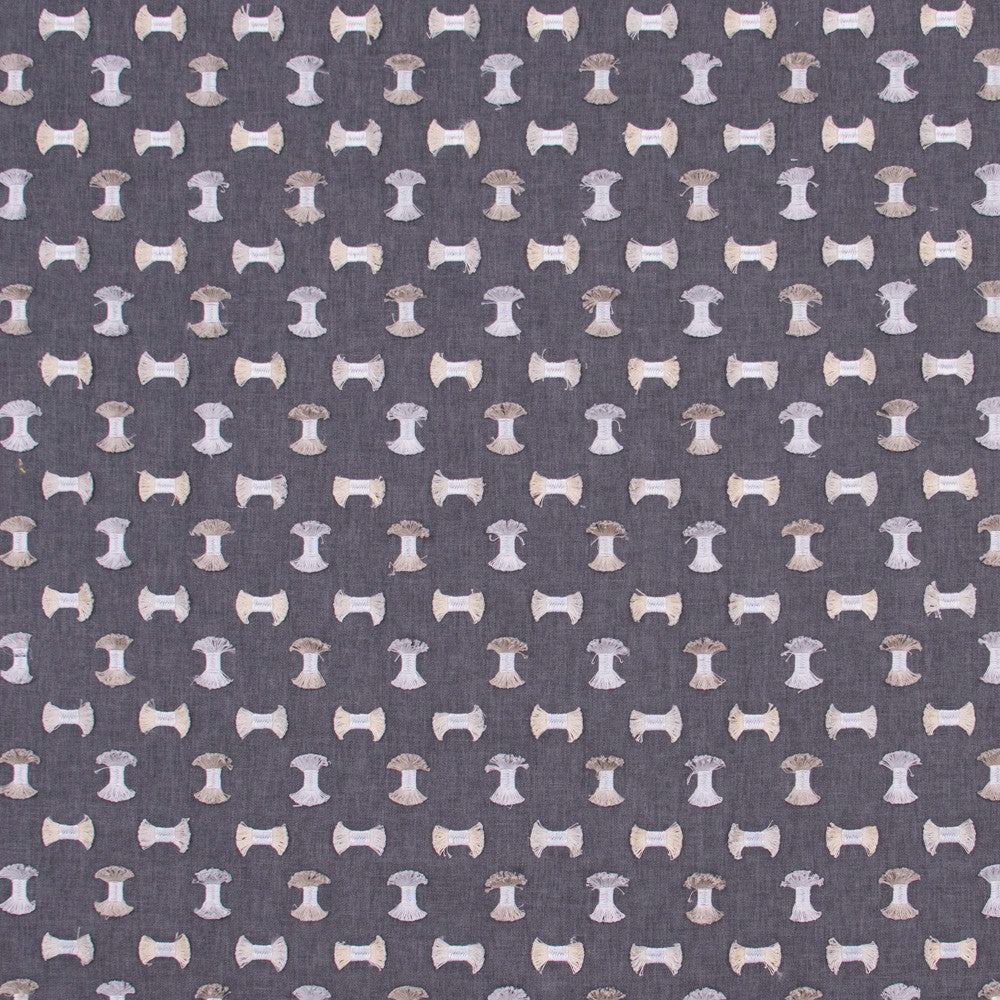 Pick A Bow Gunmetal by Carole Fabric White Smoke 50% Polyester, 50% Cotton India Passes 25,000 Double Rubs Wyzenbeek Horizontal: 6.25 and Vertical: 5.25 52 - Fabric Carolina -