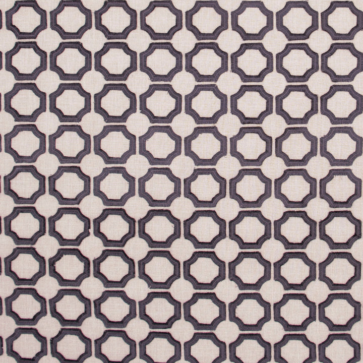 Circle Within Charcoal by Carole Fabric White Smoke 52% Polyester, 48% Cotton India Passes 51,000 Double Rubs Wyzenbeek Horizontal: 3.375 and Vertical: 3.125 53 - Fabric Carolina -
