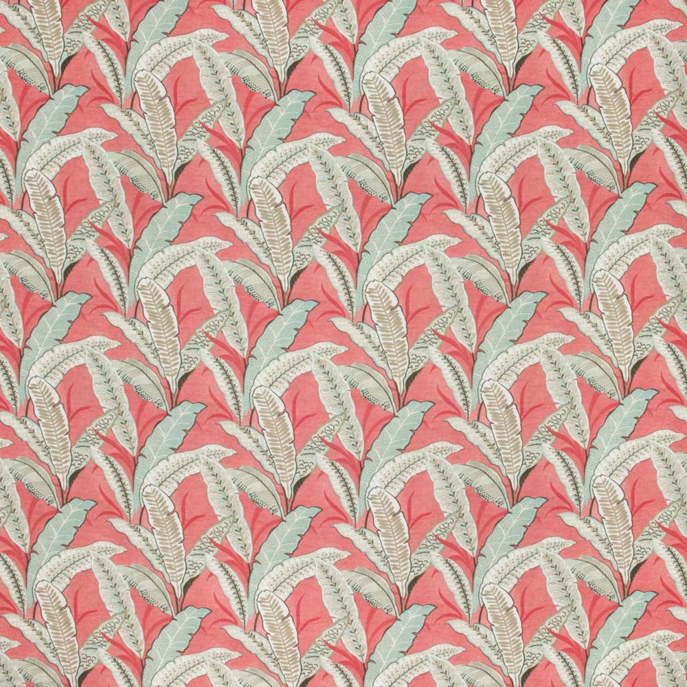Tropic Wonder Coral by Carole Fabric Summer Garden 90% Polyester, 10% Linen China Passes 50,000 Double Rubs Wyzenbeek Horizontal: 14 and Vertical: 13125 58 - Fabric Carolina -
