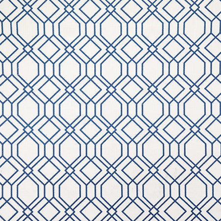 Eavesdrop Cobalt by Carole Designer Fabric Shape Shifter Base: 52% Polyester, 48% Cotton Embr: 100% Polyester India 6 1/4" V, 6 1/2" H 51.5" - Swanky Fabrics -