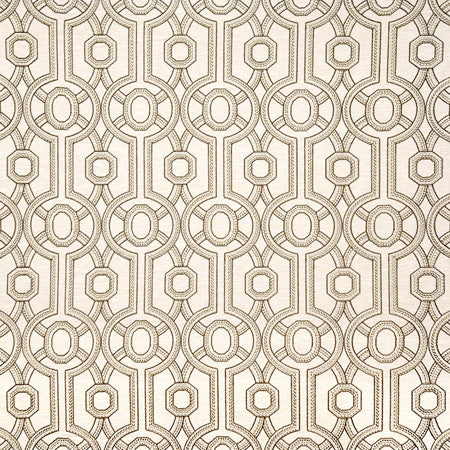 Park Circle Parchment by Carole Fabric Neutral Ground Base: 71% Polyester, 29% Cotton Embr: 100% Polyester India  9 1/2" V, 6 1/2" H 52""  - Fabric Carolina -