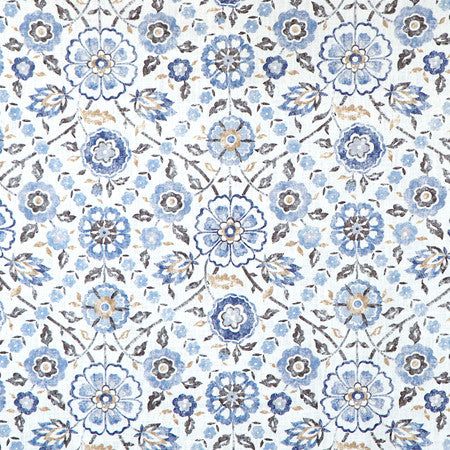 In Season Chambray by Carole Fabric Blue Crush 100% Cotton India  17 3/4" V, 6 1/2" H HD 55""  - Fabric Carolina -