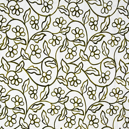 Ainsley Way Ivy by Carole Fabric English Garden Base: 100% Cotton Embr: 100% Acrylic 2,000 Martindale Circular Rubs 15" V, 13 1/4" H 53*" - Fabric Carolina -