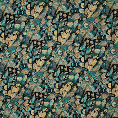 Make A Scene Peacock by Carole Fabric Fearless 51% Polyester, 26% Rayon, 23% Viscose China  14 1/4" V, 14 1/2"H 57"  - Fabric Carolina -