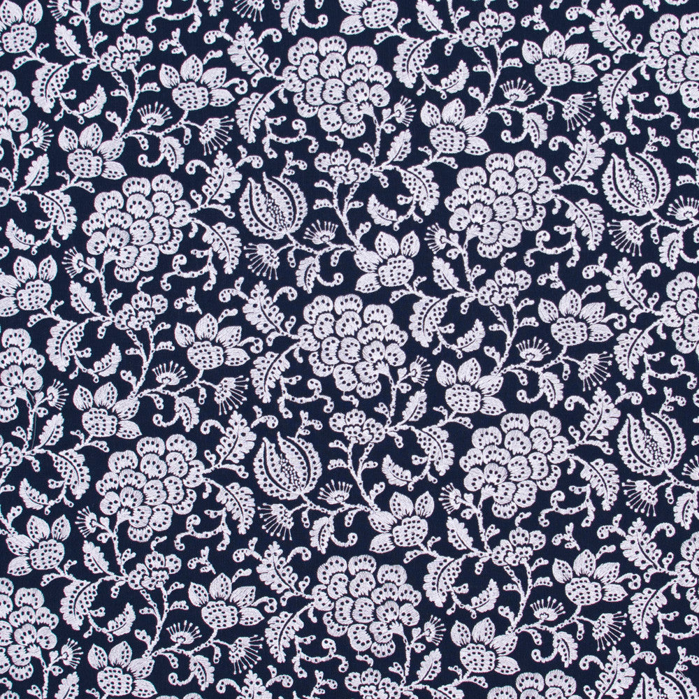 Simply Attractive Navy by Carole Designer Fabric Bluebird 52% Polyester, 48% Cotton India Passes 51,000 Double Rubs Wyzenbeek Horizontal: 13 and Vertical: 9.5 52 - Swanky Fabrics -