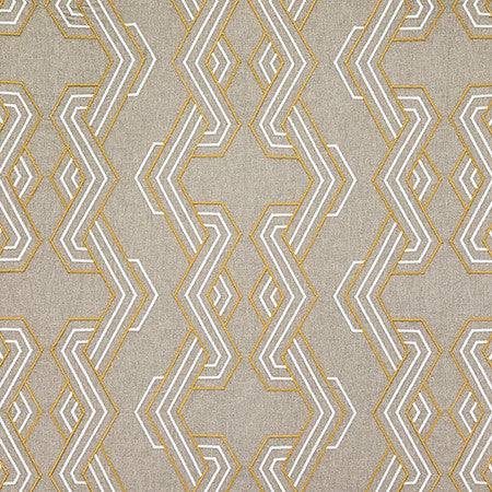 Unique Way Golden by Carole Designer Fabric Shape Shifter Base: 60% Poly, 30% Cotton, 10% Linen Embr: 100% Spn Poly India 15" V, 12 3/4" H HD 50" - Swanky Fabrics -