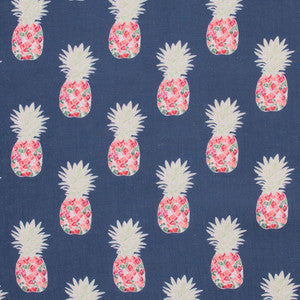 Happy Pineapple Navy by Carole Fabric