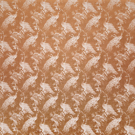 Roaming Peacock Spice by Carole Fabric Manchester Base: 44% Polyester, 34% Rayon, 22% Cotton Embr: 100% Polyester India  13 1/2" V, 7" H HD 55 1/4""  - Fabric Carolina -