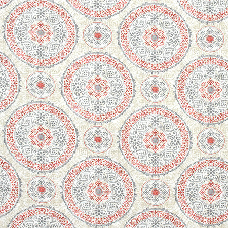 Place Setting Coral by Carole Fabric Artisan 100% Cotton PAKISTAN  12 1/2" V, 13 1/2" H HD 55"  - Fabric Carolina -
