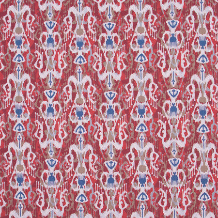 Hunts Point Red Cobalt by Carole Designer Fabric Jungle Safari 90% Cotton, 10% Linen Pakistan Passes 15,000 Double Rubs Wyzenbeek Horizontal: 9 3/4" and Vertical: 10" V 56" - Swanky Fabrics -