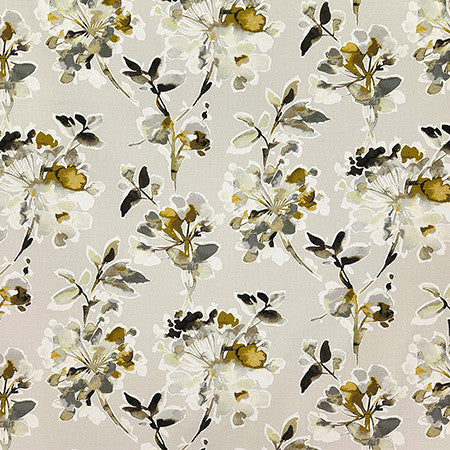 Quiet Garden Slate by Carole Fabric Evergreen 100% Cotton India  24" V, 13 3/4" H HD 54"  - Fabric Carolina -