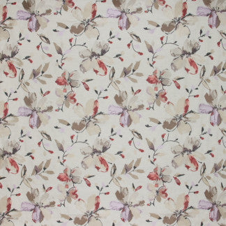 Ideal Scenery Hibiscus by Carole Designer Fabric Mulberry Sangria 73% Polyester, 27% Cotton India N/A 18 7/8" V, 17" H 51" - Swanky Fabrics -