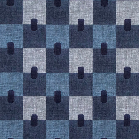 Field Report Indigo by Carole Fabric Making Waves 97% Cotton, 3% Linen 20,000 Wyzenbeek Double Rubs 5 3/4" V, 5 1/2" H 56" - Fabric Carolina -