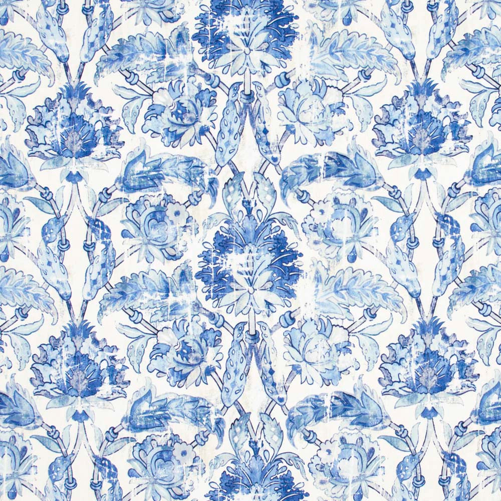Grove Garden Porcelain Blue by Carole Fabric Red Sea 100% Polyester India 50,000 Wyzenbeek Double Rubs Horizontal: 27.5 and Vertical: 19.125 56.25 - Fabric Carolina -