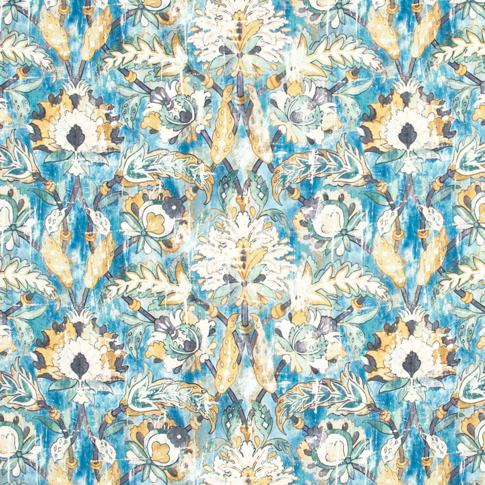 Grove Garden Peacock by Carole Designer Fabric Red Sea 100% Polyester India 50,000 Wyzenbeek Double Rubs Horizontal: 27.5 and Vertical: 19.125 56.25 - Swanky Fabrics -