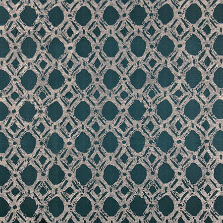 Never Lost Peacock by Carole Fabric Blue Steel 100% Polyester China  11 3/4" V, 14 5/8" H 56"  - Fabric Carolina -
