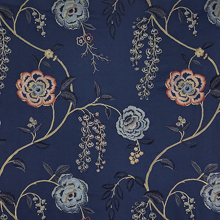 At Its Finest Royal by Carole Fabric First Impressions Base: 100% Cotton Embr: 79% Cotton, 15% Viscose, 6% Poly India  30 1/2" V, 25 1/8" H 51"  - Fabric Carolina -