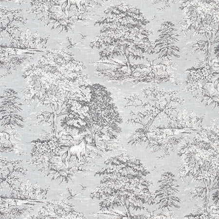 Wild Horses Dove by Carole Designer Fabric Wellington 55% Linen, 45% Viscose-SR KOREA 12,000 Wyzenbeek Double Rubs 26" V, 27 1/2" H HD 55" - Swanky Fabrics -
