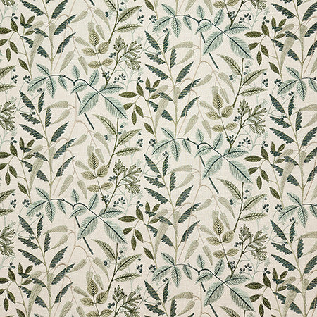 My Friends Greenery by Carole Fabric Evergreen Base: 58% Cotton, 42% Polyester. Embr: 100% Rayon India  12 1/2" V, 12 1/2" H HD 50"  - Fabric Carolina -