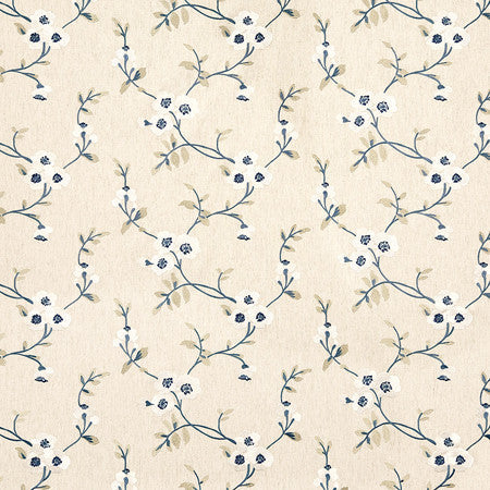 Hearts And Flowers Lakeside by Carole Designer Fabric Blue Crush Base:68% Polyester, 21% Linen, 11% Cotton Embr: 100% Viscose India 9 1/4" V, 13" H 53"" - Swanky Fabrics -