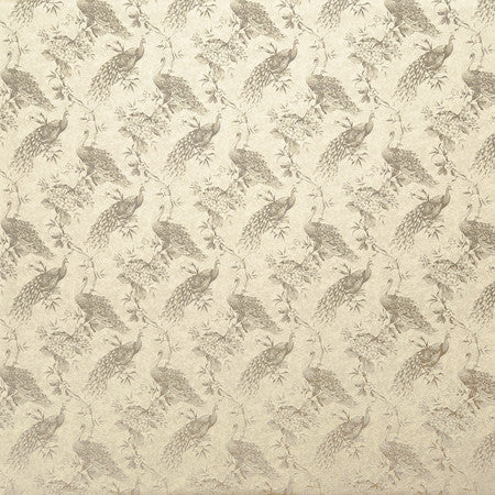 Roaming Peacock Smoke by Carole Designer Fabric Manchester Base: 44% Polyester, 34% Rayon, 22% Cotton Embr: 100% Polyester India 13 1/2" V, 7" H HD 55 1/4"" - Swanky Fabrics -