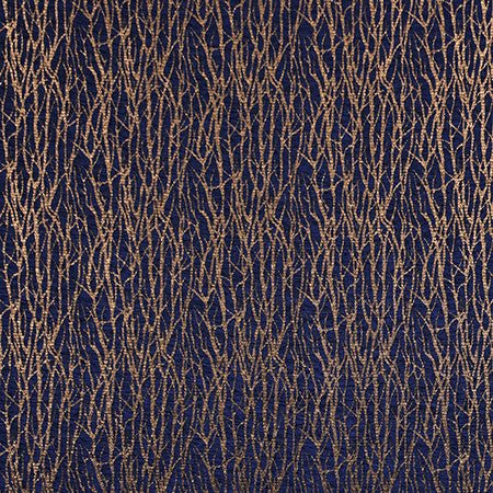 Winter Branches Royal by Carole Fabric Blue Steel 92% Polyester, 8% Metallic India  8 1/2" V, 6 3/4" H 57"  - Fabric Carolina -