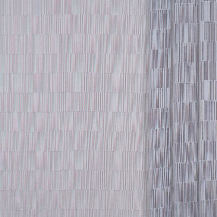 Lined Up Platinum by Carole Designer Fabric Sheer Marvel 100% Polyester CHINA N/A Horizontal: 4125 and Vertical: 8 118 - Swanky Fabrics -
