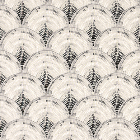 Mosaic Fan Ebony by Carole Fabric Moonstone 100% Cotton-Soil Repellent Pakistan  9" V, 9" H HD 56.5"  - Fabric Carolina -
