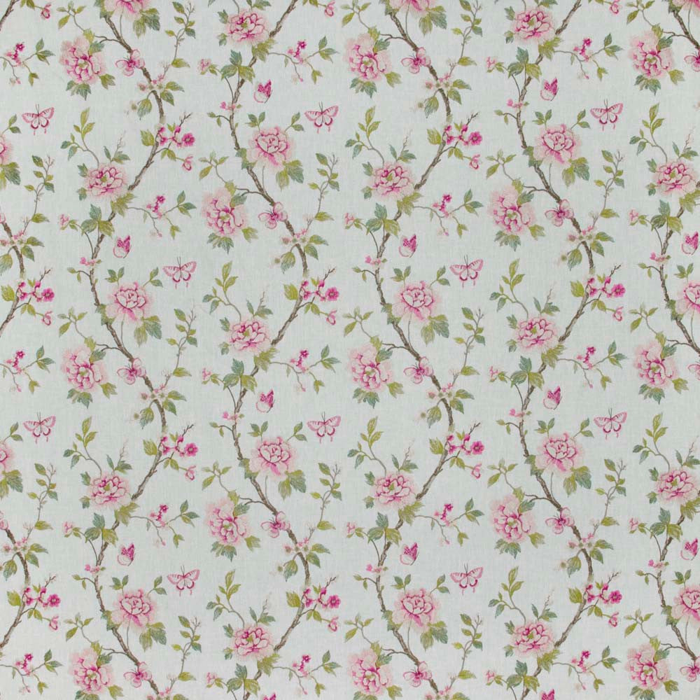 Summer Magic Begonia Pink by Carole Fabric Summer Garden 52% Polyester, 48% Cotton India N/A Horizontal: 165 and Vertical: 18 51 - Fabric Carolina -