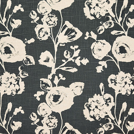 Hillview Black by Carole Designer Fabric Earth & Stone 70% Cotton, 30% Linen China 24 1/4" V, 27 3/4" H 54" - Swanky Fabrics -