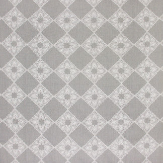 Kiss & Tell Silver by Carole Designer Fabric Looking Glass 82% Polyester, 18% Linen CHINA 5 3/4" V, 5 3/4" H 53" - Swanky Fabrics -