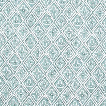 Sunny Outlook Viridian by Carole Fabric Wintermint 85% Cotton, 15% Linen USA 24,000 Wyzenbeek Double Rubs 6 3/8" V, 4 1/2" H 54"  - Fabric Carolina -