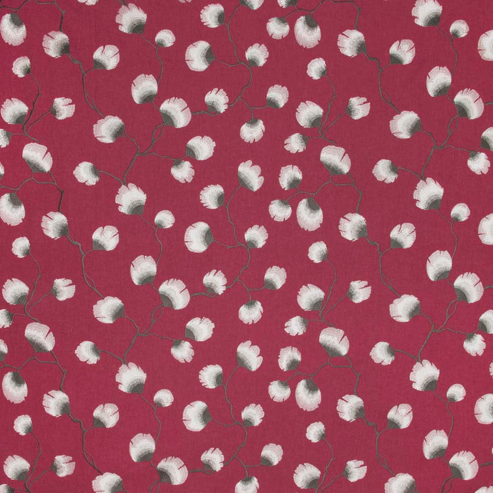 Petal Leaf Raspberry by Carole Designer Fabric Mulberry Sangria 50% Polyester, 50% Cotton India N/A Horizontal: 2525 and Vertical: 15375 51 - Swanky Fabrics -