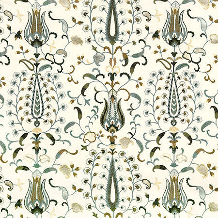 Chance To Create Mineral by Carole Designer Fabric Hidden Treasure Base: 50% Poly, 50% Cotton Embr: 70% Poly, 30% Cotton India 30 1/2" V, 25 1/2" H 50" - Swanky Fabrics -