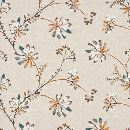 So In Love Deep Teal by Carole Fabric Wallflower Base: 50% Poly, 50% Cotton. Embr: 60% Poly, 40% Cotton INDIA N/A 15 1/2" V, 25" H 51"  - Fabric Carolina -