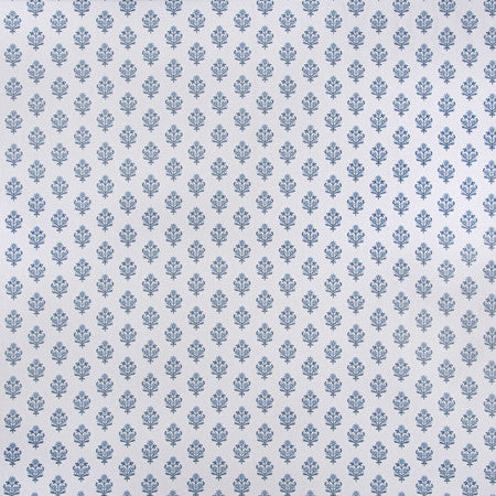 Small Garden Porcelain by Carole Designer Fabric Blue Crush Base: 50% Polyester, 50% Cotton Embr: 100% Polyester India 3 1/8" V, 2 1/8" H HD 52"" - Swanky Fabrics -
