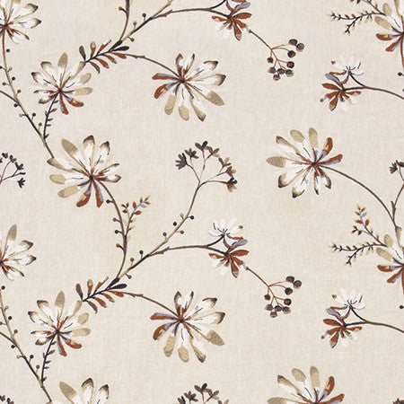 So In Love Sepia by Carole Fabric Wallflower Base: 50% Poly, 50% Cotton. Embr: 60% Poly, 40% Cotton INDIA N/A 15 1/2" V, 25" H 51"  - Fabric Carolina -