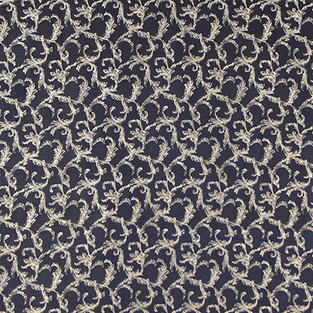 Uphill Climb Navy by Carole Fabric Blue Steel 100% Polyester China  11 1/4" V, 4 3/4" H 56"  - Fabric Carolina -