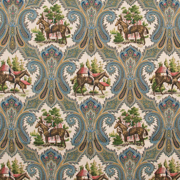 Horseman Royal by Carole Fabric Red Sea 100% Cotton -SSR Finished In USA 15,000 Wyzenbeek Double Rubs Horizontal: 13.5 and Vertical: 18 54 - Fabric Carolina -