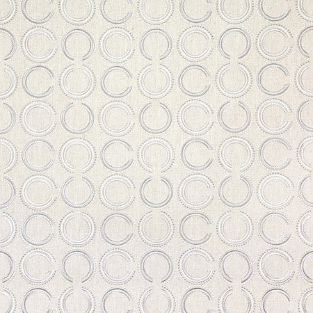 Full Circle Silver by Carole Designer Fabric Neutral Ground 50% Polyester, 40% Cotton, 10% Linen China 11 1/2" V, 8 1/4" H 52 1/4"" - Swanky Fabrics -