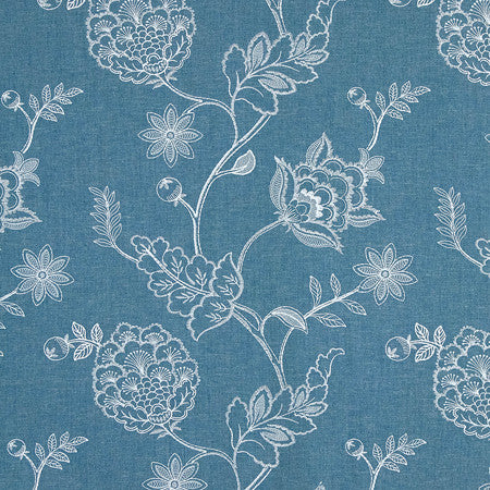 Papania Denim by Carole Fabric Making Waves 89% Polyester, 8% Cotton, 3% Linen 50,000 Wyzenbeek Double Rubs 18 1/2" V, 18 1/4" H 54" - Fabric Carolina -