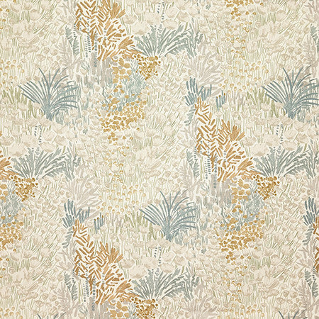 Blooming Meadow Flaxen by Carole Fabric Evergreen 100% Cotton India  27 1/2" V, 13 3/4" H HD 55"  - Fabric Carolina -