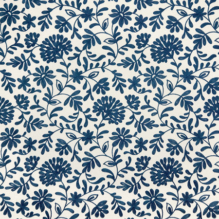 Love Language Denim by Carole Designer Fabric Blue Crush Base: 52% Polyester, 48% Cotton Embr: 100% Viscose India 18 7/8" V, 17" H 51"" - Swanky Fabrics -